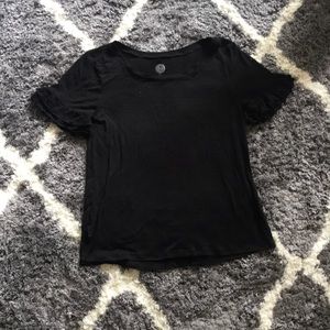 Cute ruffled sleeve black top